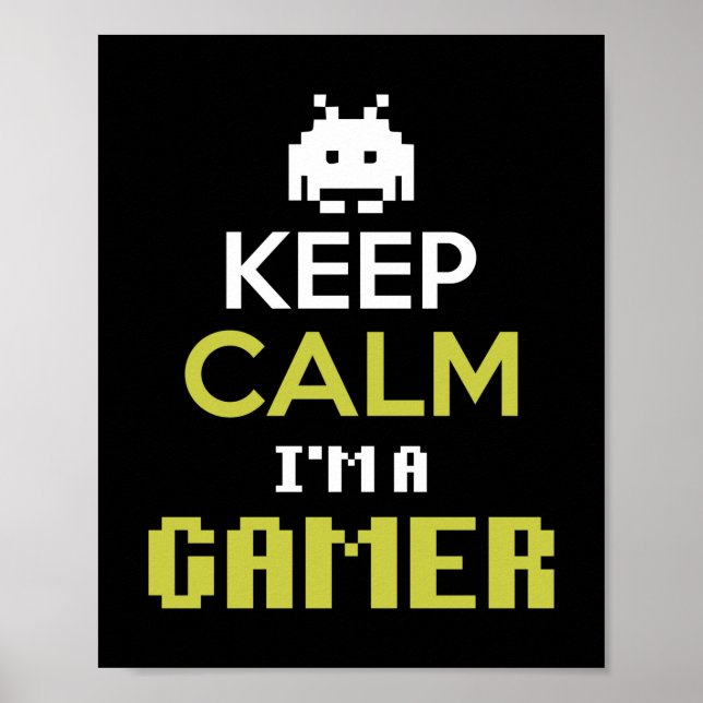 Poster Gamer Gift Mantenha Calma Eu Sou Um Jogador (Frente)
