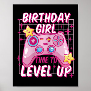 Poster Gamer Girl Level Unlocked Video Game Birthday Gift
