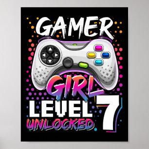 Poster Gamer Girl Nível 7 - 7 Birthda