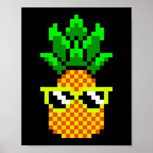 Poster Gamer Girl Pineapple Sungles Retro 8-bit Video Gam