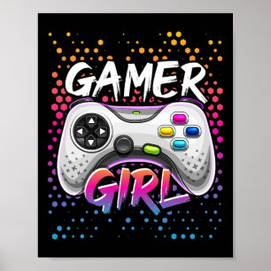 Poster Gamer Girl Video Game Controller Jogos Aniversário