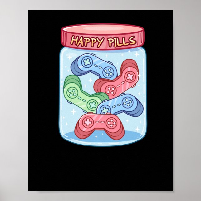 Poster Gamer Happy Pills Sticker (Frente)