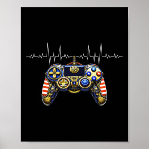 Poster Gamer Heartbeat Design - Controladora De Jogos - L