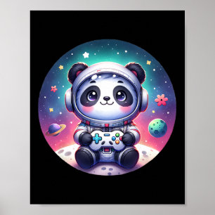 Poster Gamer Panda Bear Astronauta Fora Deste Mundo Jogos