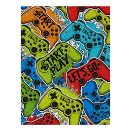 Pôster Gamer Pattern Glossy Poster