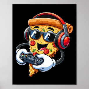 Poster Gamer Pizza Vídeo Game Menino Entusiasta Gamer Ado