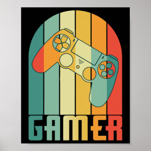 Poster Gamer Retro Vintage Amante de Video Game Engraçado