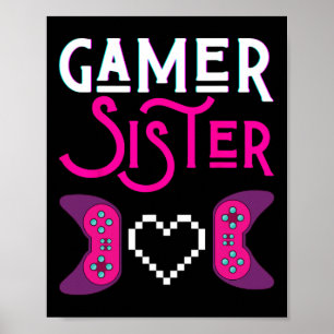 Poster Gamer Sister Joga Vídeo Jogo Irmãs Engraçadas Joga