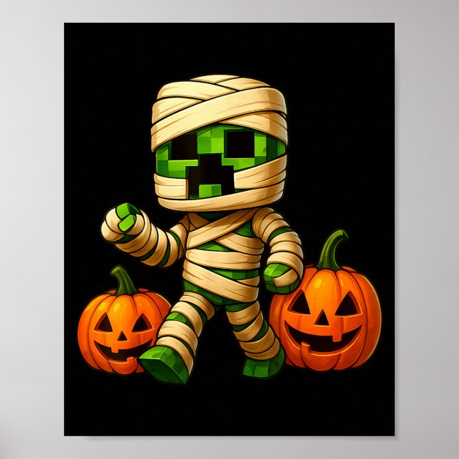 Poster Gamer Xel Pumpkin Mummy Men Kids Boy Halloween Fun (Frente)