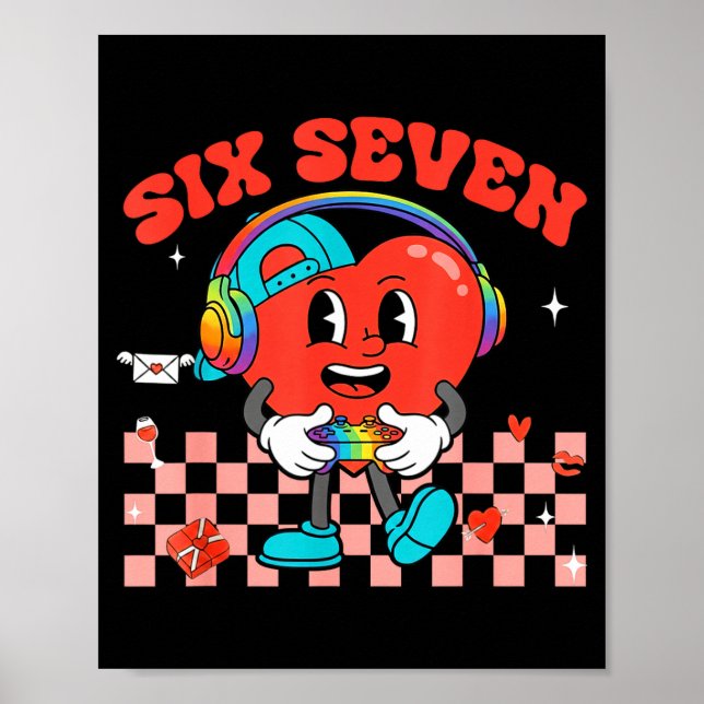 Poster Games Valentine 67 Six Seven Funny Gamer Heart Cut (Frente)