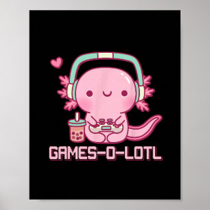 Poster Gamesolotl Axolote Jogos de Vídeo Kawaii Anime Jog