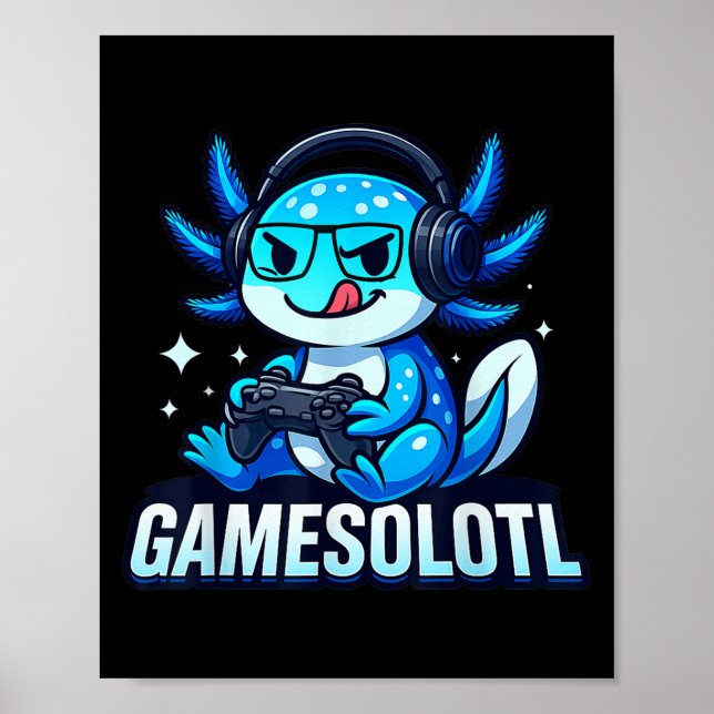 Poster Gamesolotl Axolotl Fish Gamer Gaming Anime Video G (Frente)