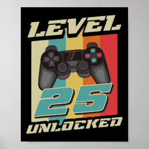 Poster Gaming Vintage 25 Birthday - Garoto de 25 anos