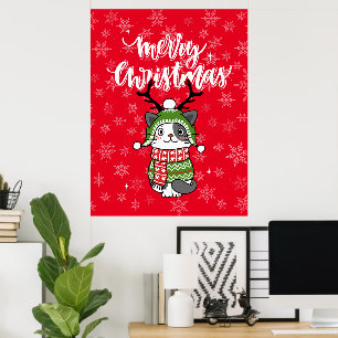 Poster Gancho de Natal de Gato Bonito Galore