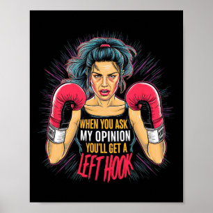 Poster Gancho Esquerdo Opinião Boxe Mulher Diversão Artes