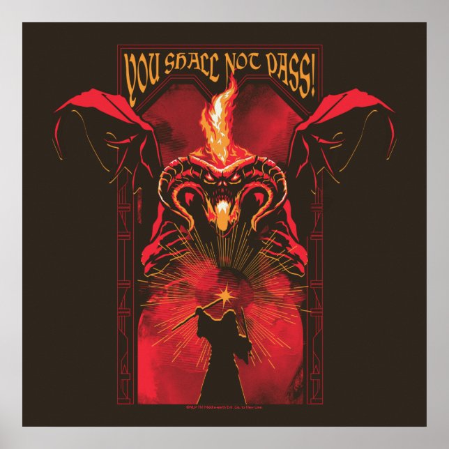 Poster GANDALF™ Vs Balrog "Você Não Passará" Gráfico (Frente)