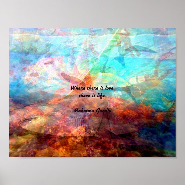 Poster Gandhi - Citação Inspiracional sobre Amor, Vida e  (Frente)
