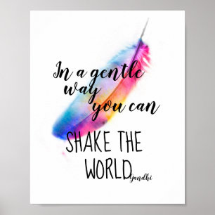 Poster Gandhi, citação inspiradora, poster, pena colorida