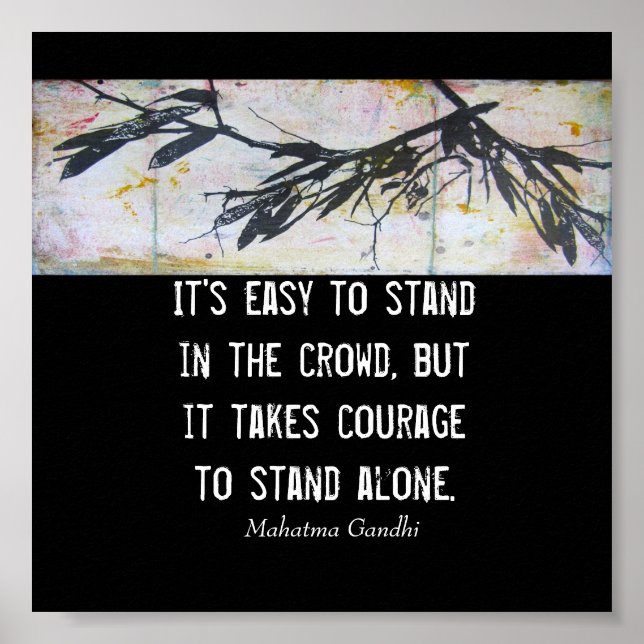 Poster Gandhi fala sobre coragem, citações motivacionais  (Frente)