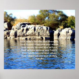 Pôster Gandhi Wisdom dizendo citação sobre o destino