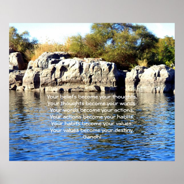 Pôster Gandhi Wisdom dizendo citação sobre o destino (Frente)