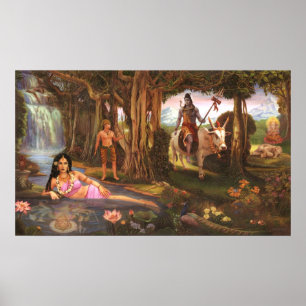 Poster Ganesh Leela - antes de Ganesh obteve sua cabeça