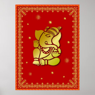 Poster Ganesha dourado