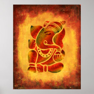 Pôster Ganesha - Grunge Painting