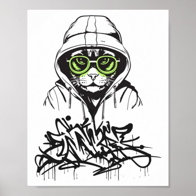 Poster Gangsta Cat Sticker (Frente)