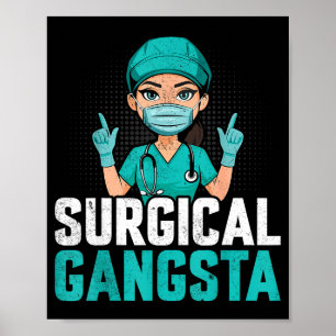 Poster Gangsta Cirúrgico Tecnólogo de Tecnologia Cirúrgic
