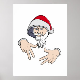 Poster Gangsta legal Hip Hop Hand Rap Santa Claus