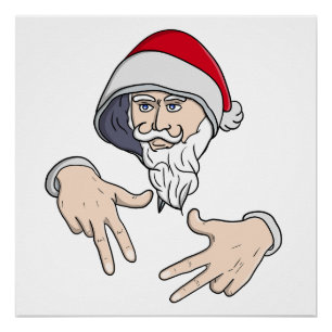 Pôster Gangsta legal Hip Hop Hand Rap Santa Claus