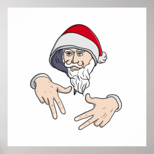 Poster Gangsta legal Hip Hop Hand Rap Santa Claus