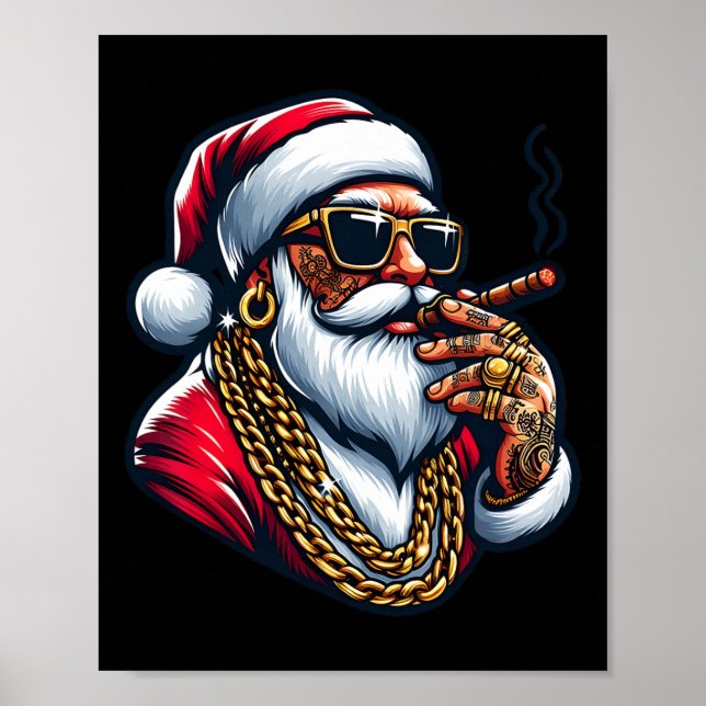 Poster Gangsta Wrapper Divertido Camisa de Natal Gangster (Frente)