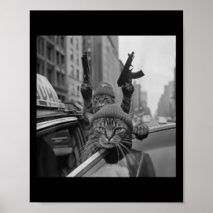 Poster Gângster Engraçado Cat Thug Meme Street Cats