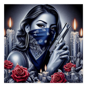 Pôster Gangster Girl Hip Hop chicano art Design