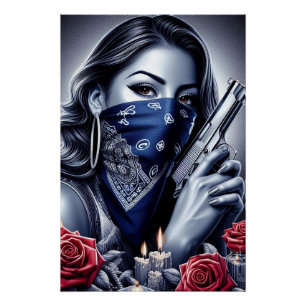 Pôster Gangster Girl Hip Hop chicano art Design