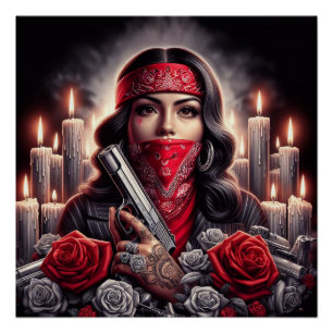 Pôster Gangster Girl Hip Hop gráfico chicano