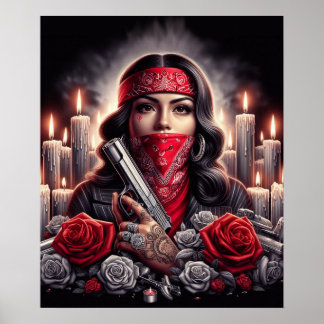 Poster Gangster Girl Hip Hop gráfico chicano