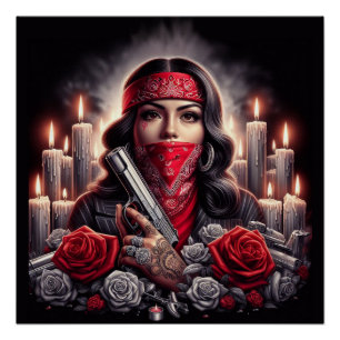 Pôster Gangster Girl Hip Hop gráfico chicano