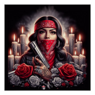 Pôster Gangster Girl Hip Hop gráfico chicano