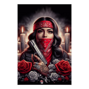 Pôster Gangster Girl Hip Hop gráfico chicano