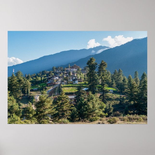 Poster Gangtey Goemba Monastério Budista , centro do Butã (Frente)