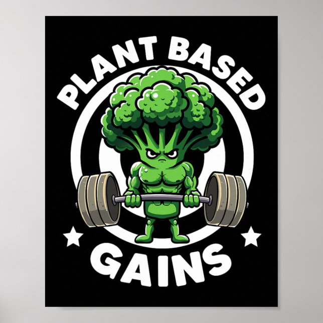 Poster Ganhos Baseados Em Plantas Vegan Athlete Vegan Gym (Frente)
