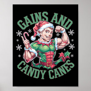 Poster Ganhos de Treino de Ginásio do Elfo de Natal Engra
