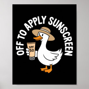 Poster Ganso Aplicando Protetor Solar Férias de Verão na