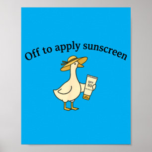 Poster Ganso Aplicando Protetor Solar Férias de Verão na