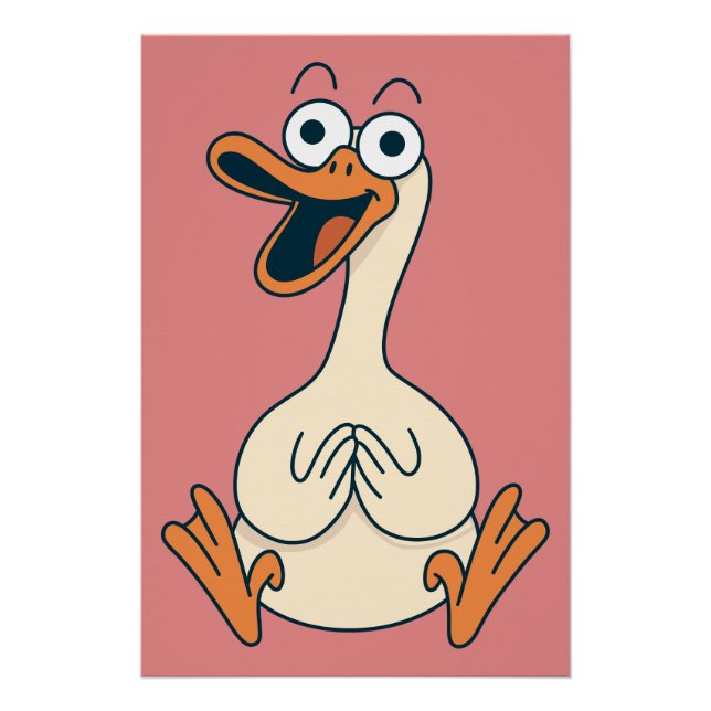 Pôster Ganso Bobo, Excêntrico, Ganso de Desenho Animado D (Frente)