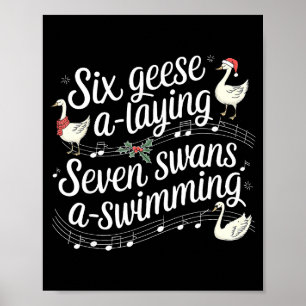 Poster Ganso de Natal 67 6 Gansos Pondo Ovos 7 Cisnes Nad