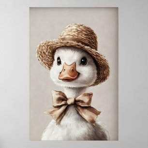Poster Ganso de Páscoa em um Chapéu com um Laço Impresso,